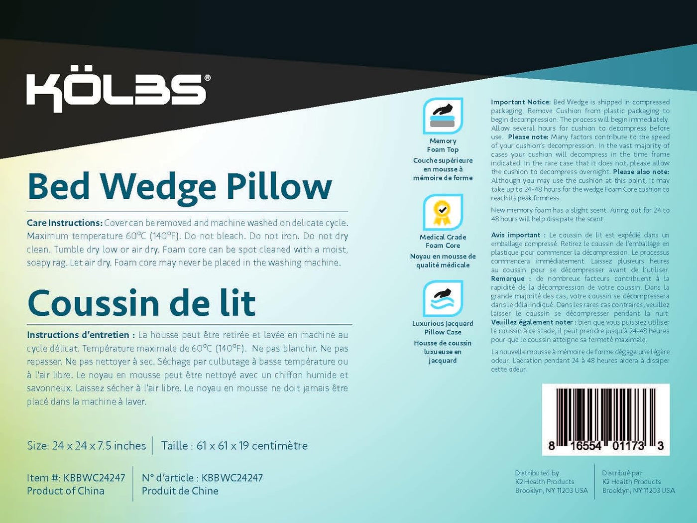 Kolbs - Almohada de cuña para la apnea del sueño, reflujo ácido ele...