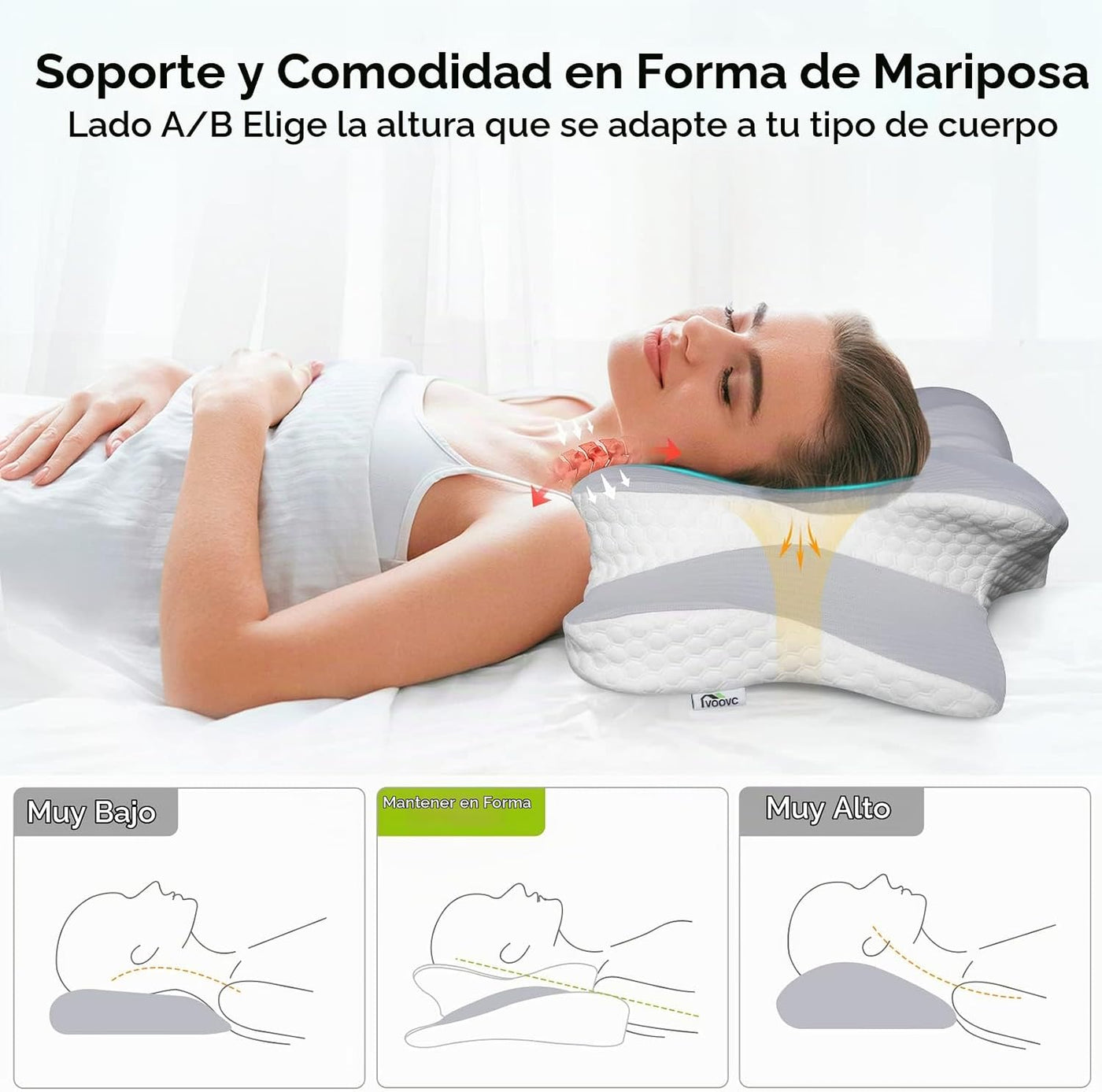 Voovc Almohada de contorno cervical para alivio del dolor de cuello...