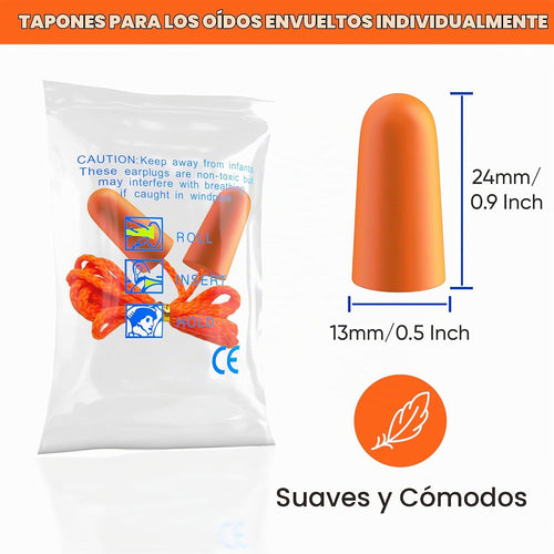 20 pares de tapones de espuma para los oídos con cable, protección...