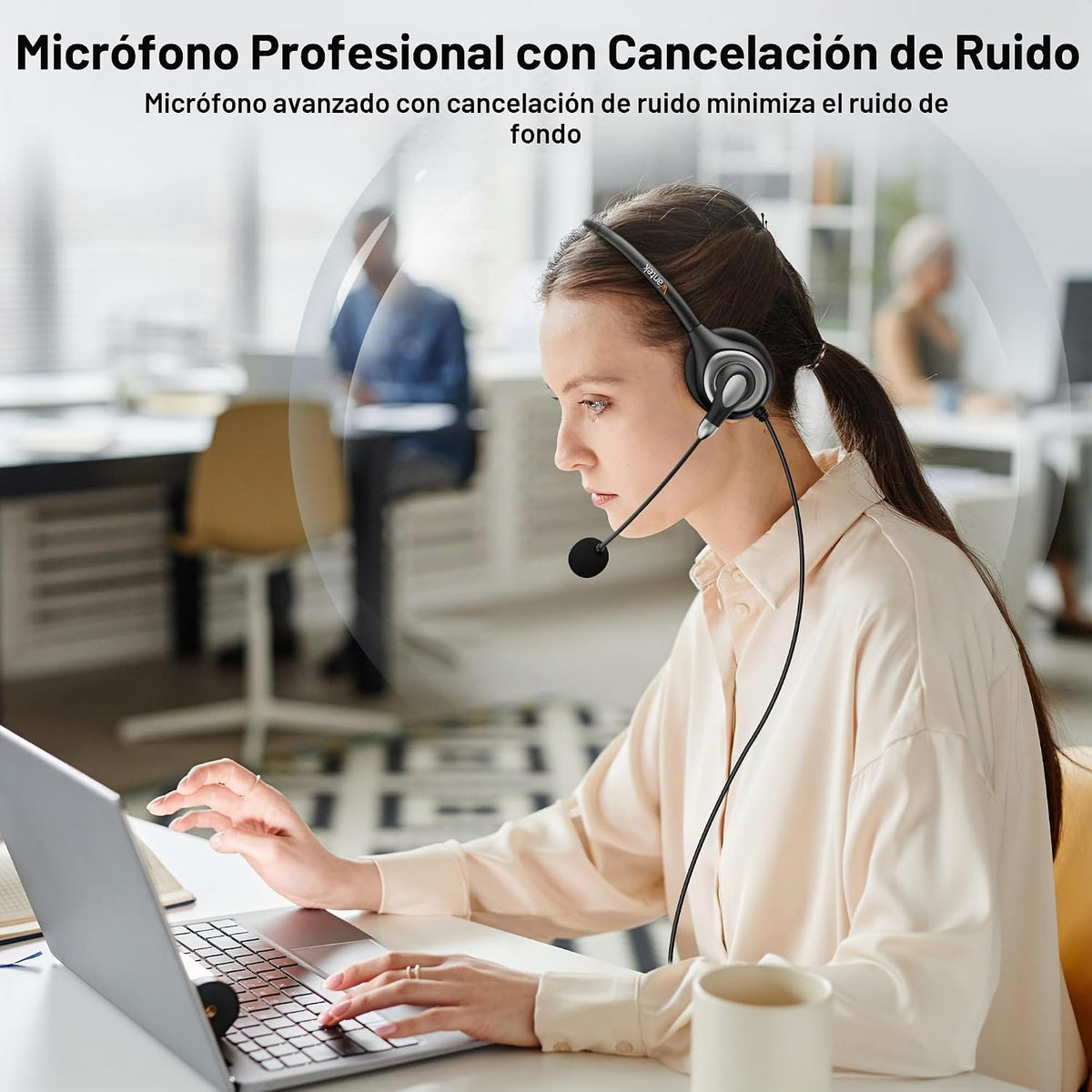 Wantek Auriculares USB con micrófono para PC, auriculares de comput...