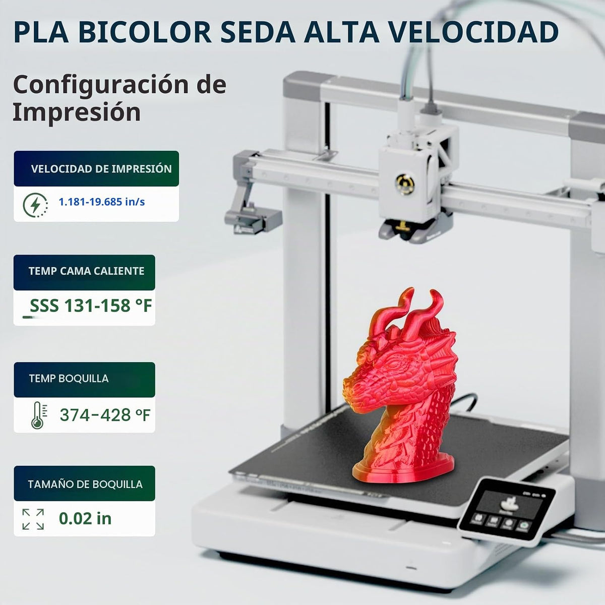 ERYONE Filamento de ácido poliláctico (PLA) de seda bicolor para im...