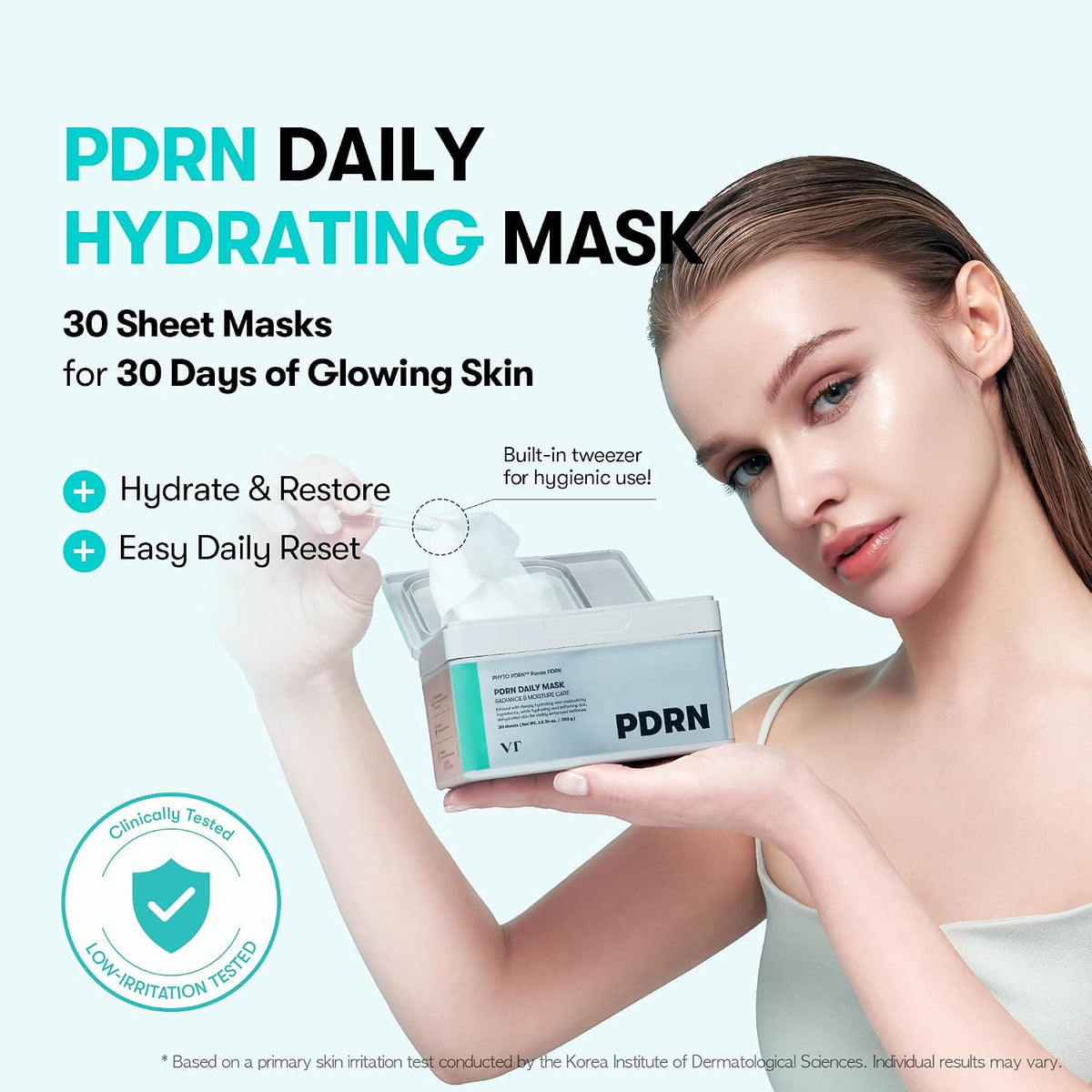 VT COSMETICS PDRN Mascarilla hidratante diaria, 30 hojas | PDRN veg...