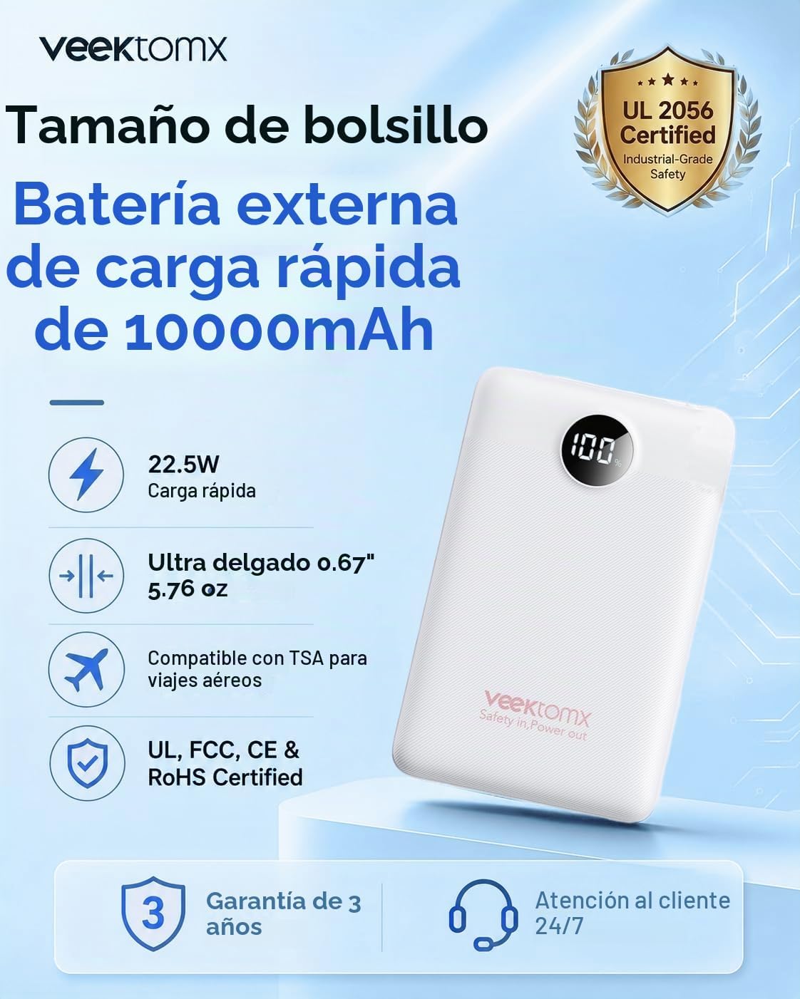 Cargador portátil 10000mAh, banco de energía ultra delgado de carga...
