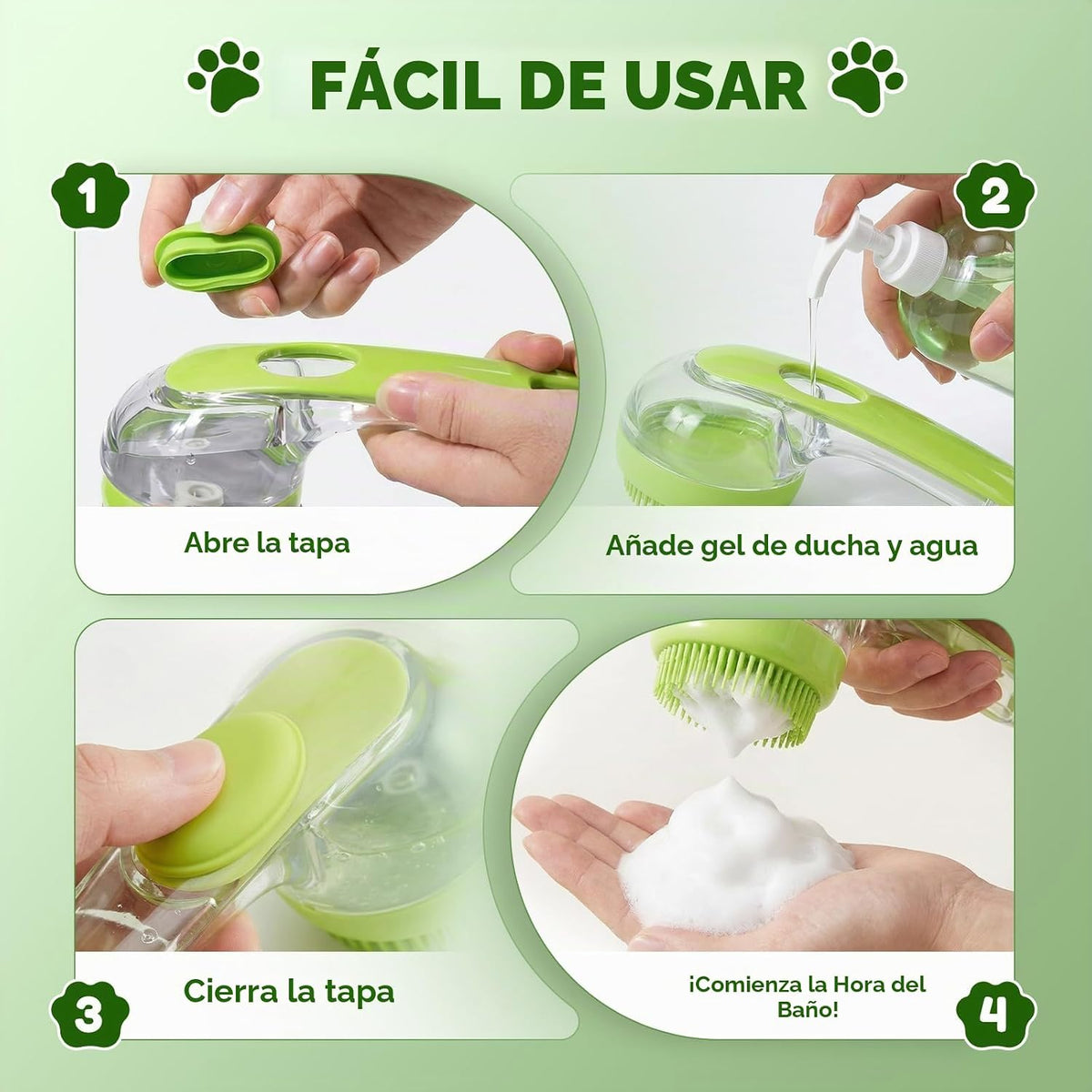 Cepillo de baño y aseo para mascotas, edición 2025, dispensador de...