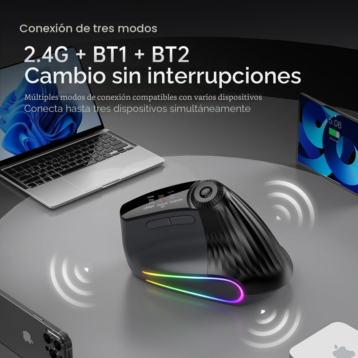 NYIEFADA - Ratón vertical ergonómico inalámbrico, ratón óptico reca...