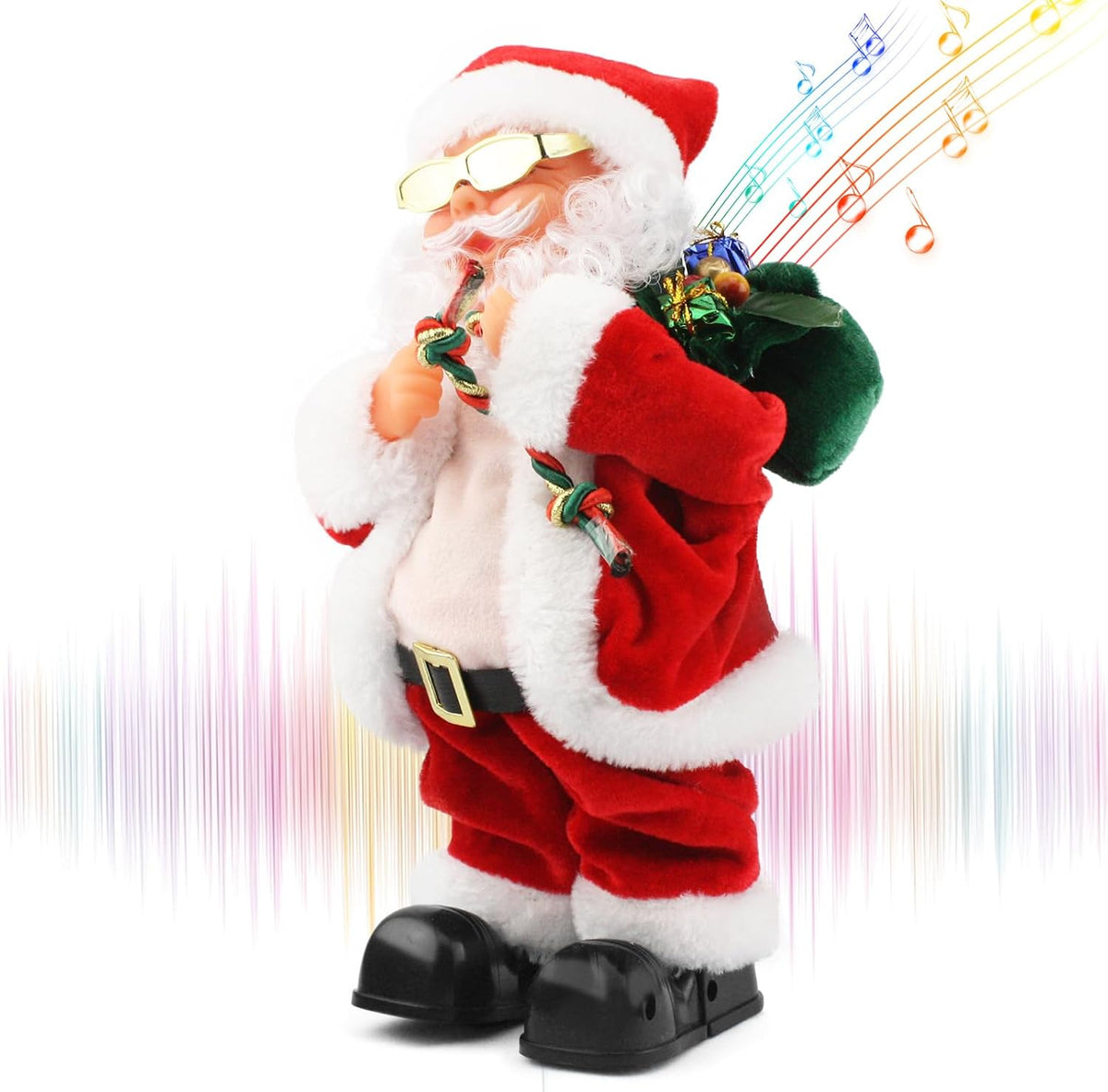 Muñeco de Papá Noel eléctrico Gfilay con barriga y pies que se muev...