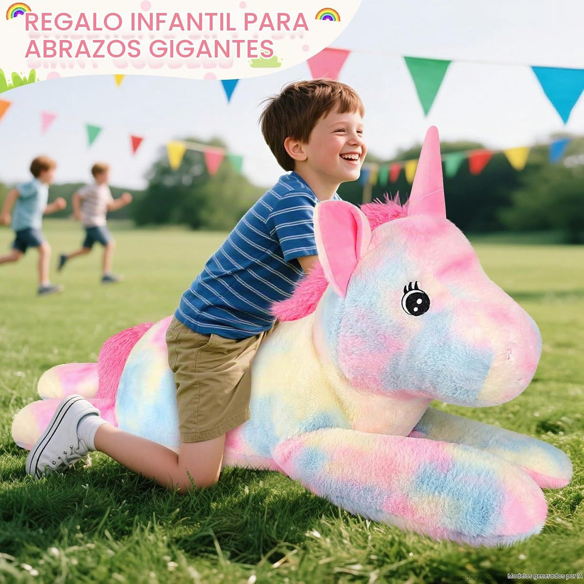 SuzziPals Peluche de unicornio gigante de 43 pulgadas, juguetes de...