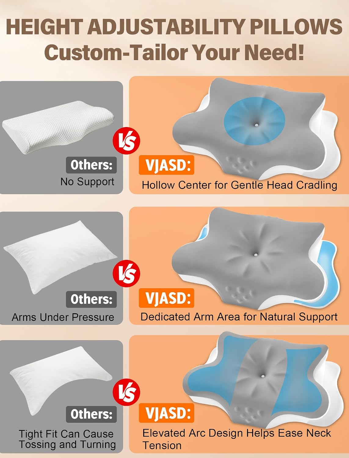 Almohada cervical para el cuello para aliviar el dolor, almohada er...