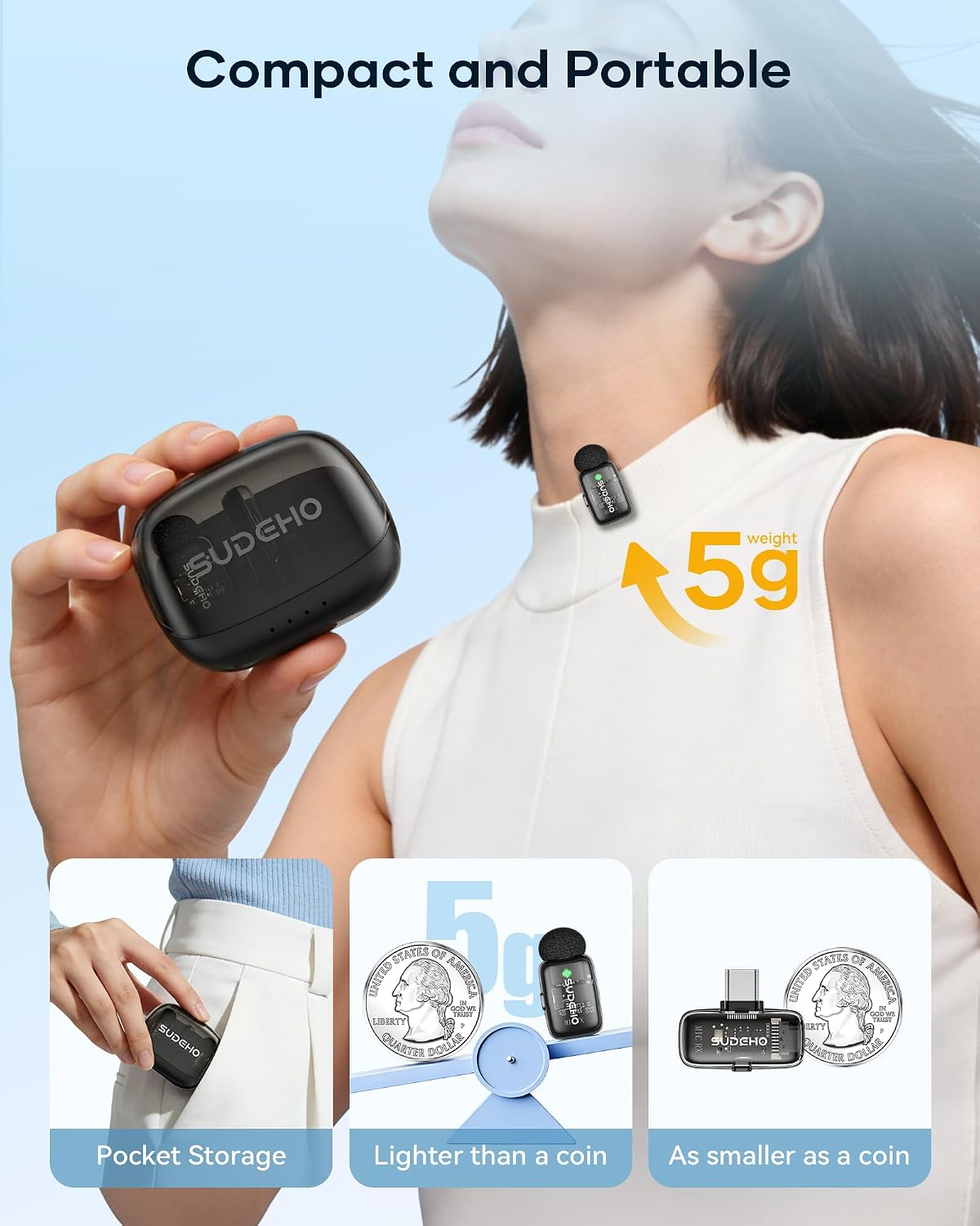 Micrófonos inalámbricos Mini Lavalier para iPhone iPad Android con...