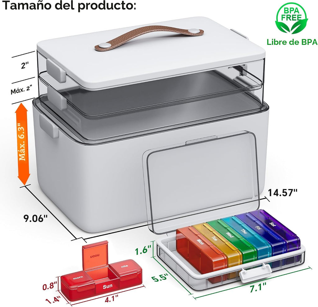 CTIME Organizador de medicamentos de 3 niveles con pastillero portá...