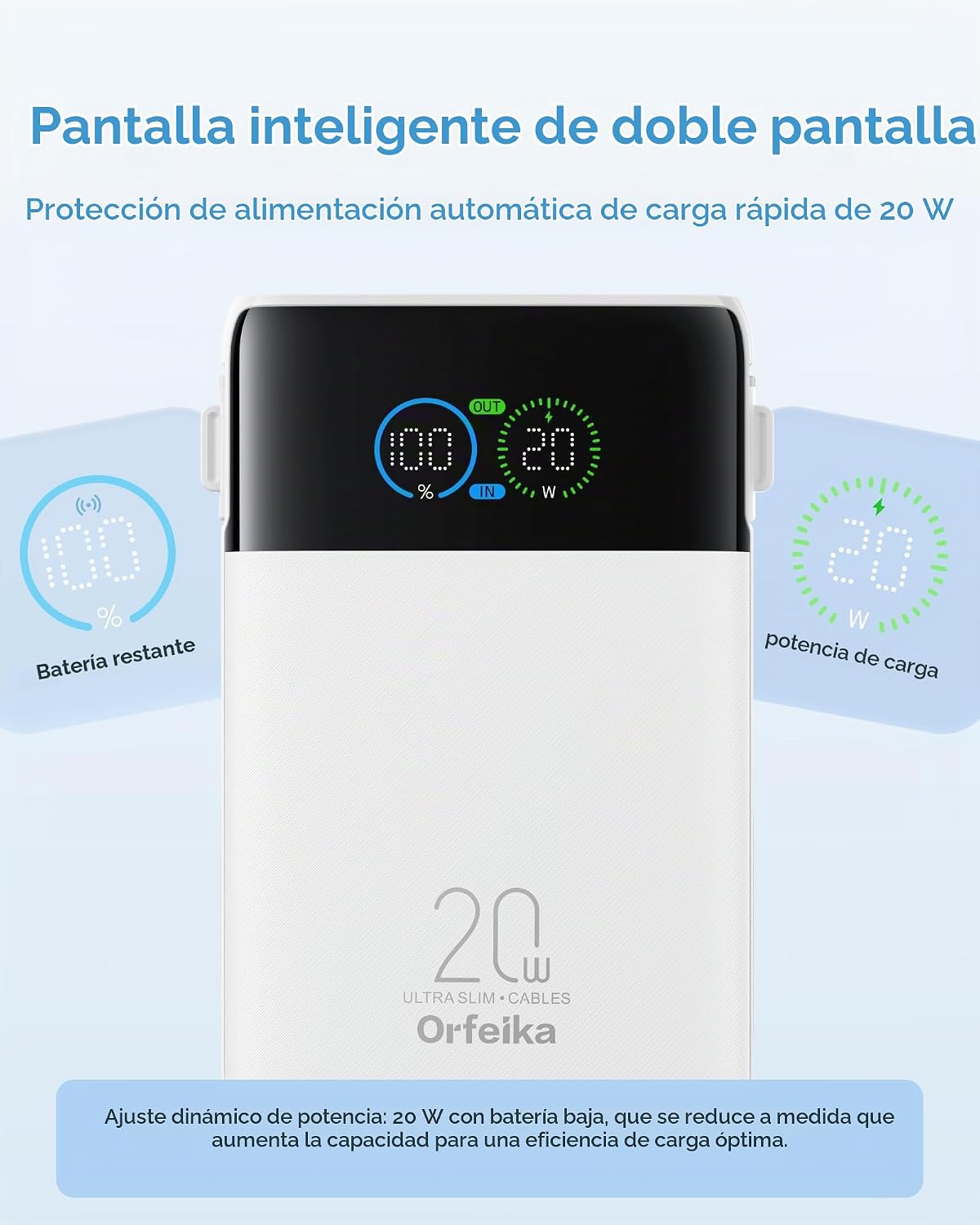 Orfeika Banco de energía portátil ultra delgado del cargador de 100...