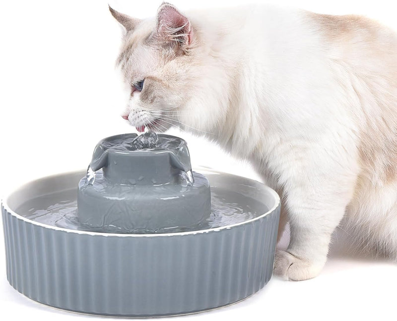 NautyPaws Fuente de Agua de Cerámica para Gatos, Fuente de Cerámica...