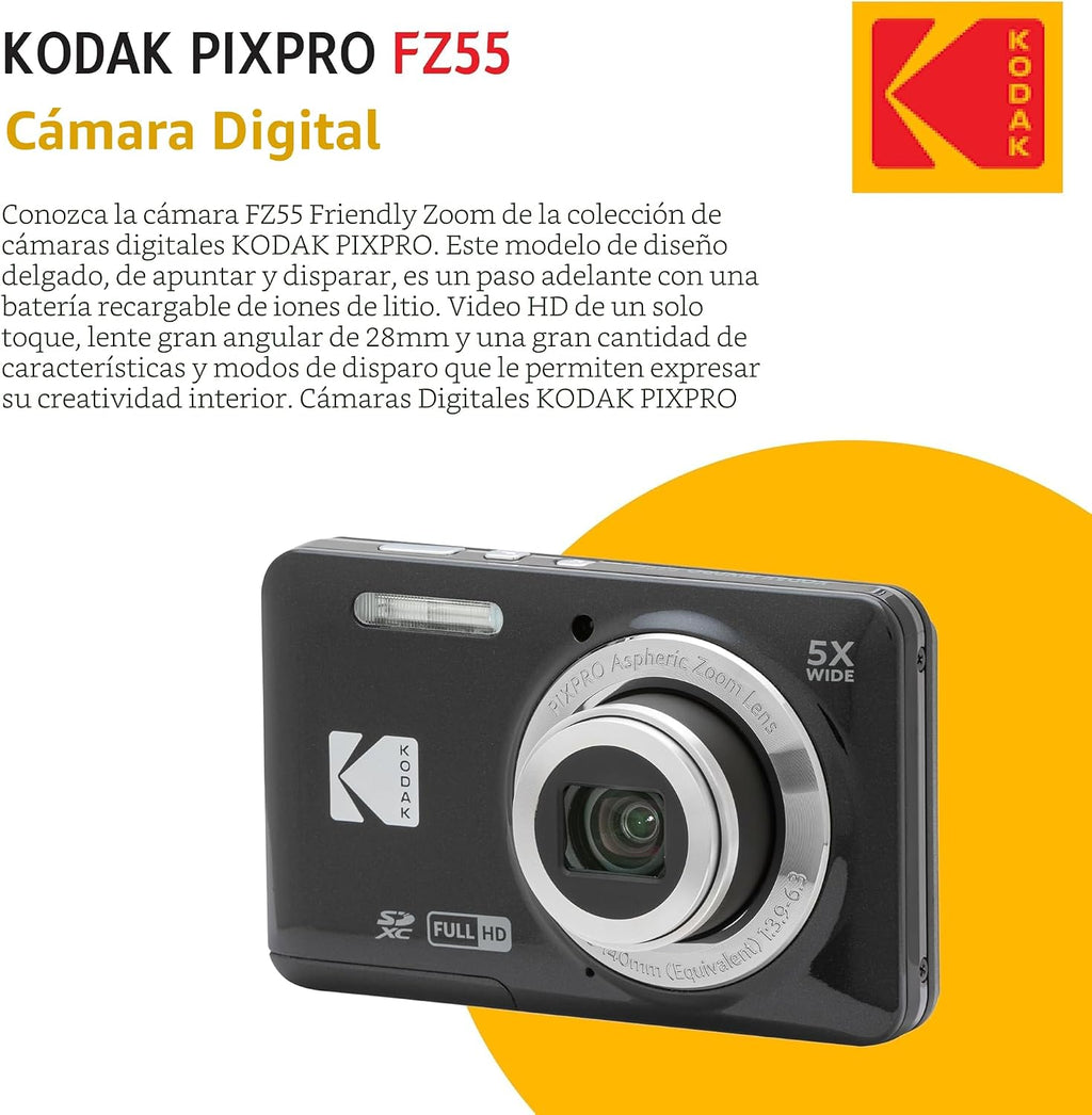 KODAK PIXPRO FZ55 - Cámara digital de 16 Mp de punto y disparo, zoo...