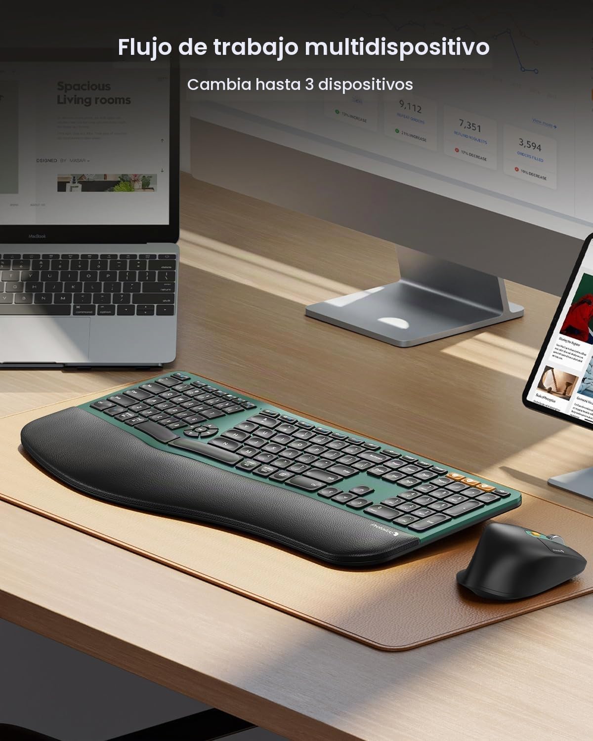 ProtoArc EKM01 Plus Combo de ratón y teclado ergonómico inalámbrico...