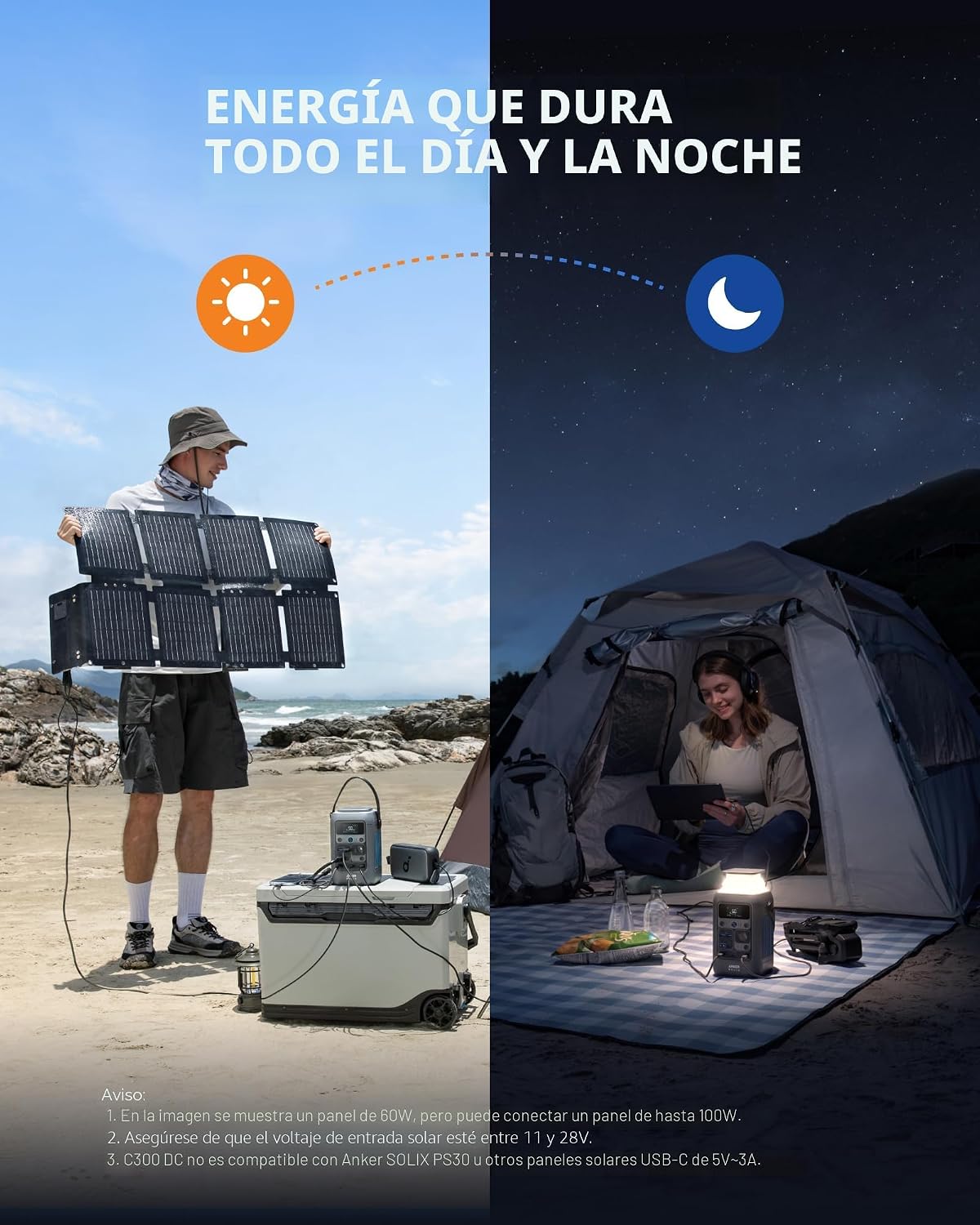 Anker SOLIX Estación de energía portátil C300 DC con bolsa protecto...
