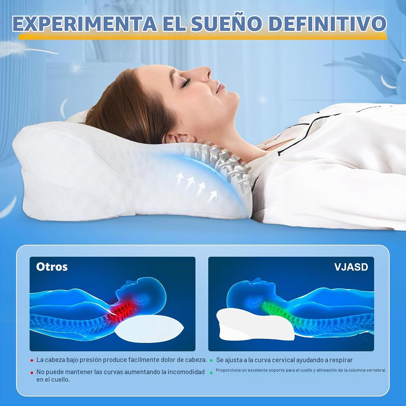 Almohadas cervicales para el cuello con espuma viscoelástica, almoh...