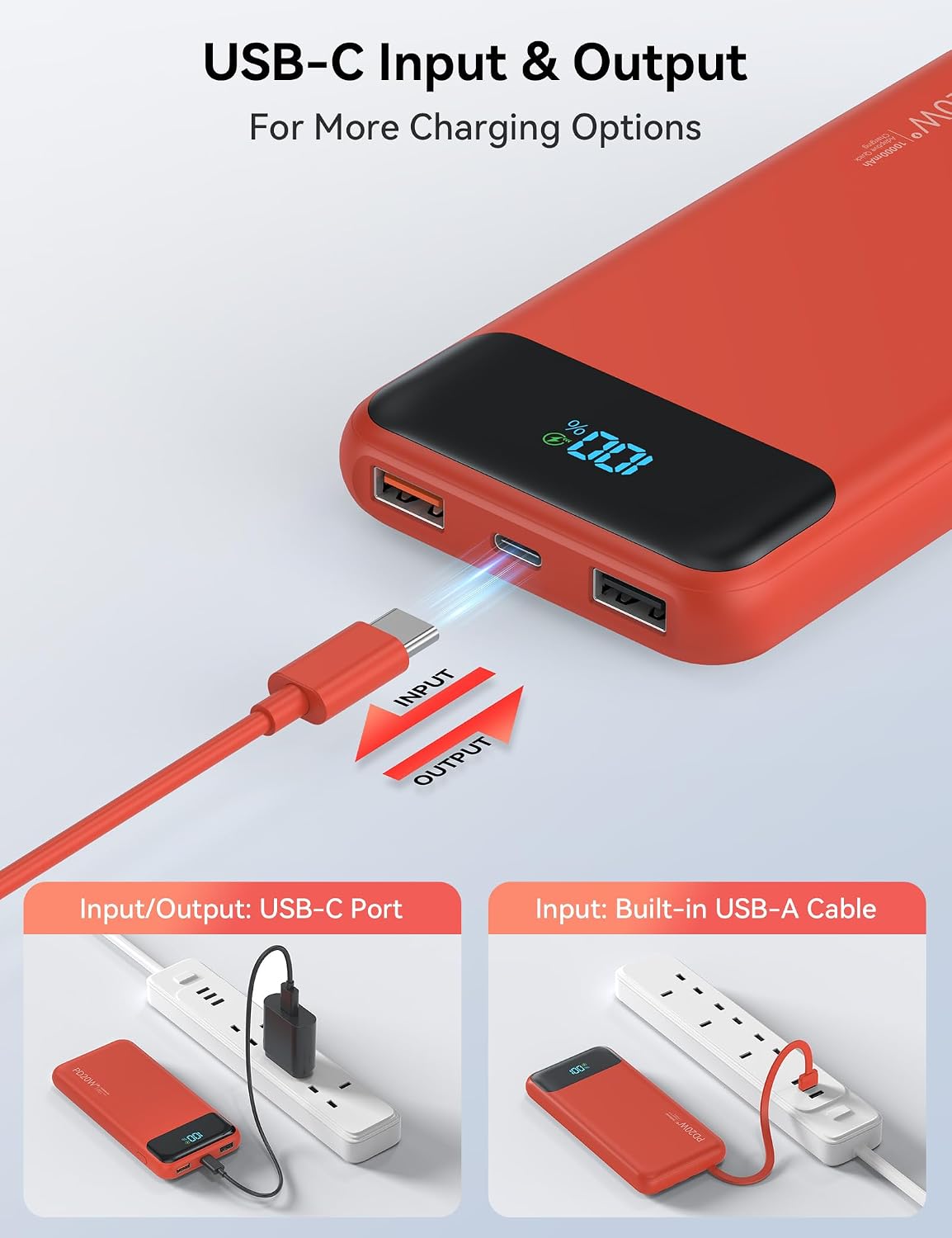 Nusyddy Cargador portátil 10000mAh con 4 cables incorporados y 6 sa...