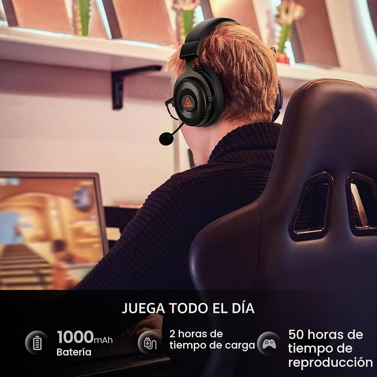 EKSA Auriculares USB para juegos para PC, auriculares de computador...