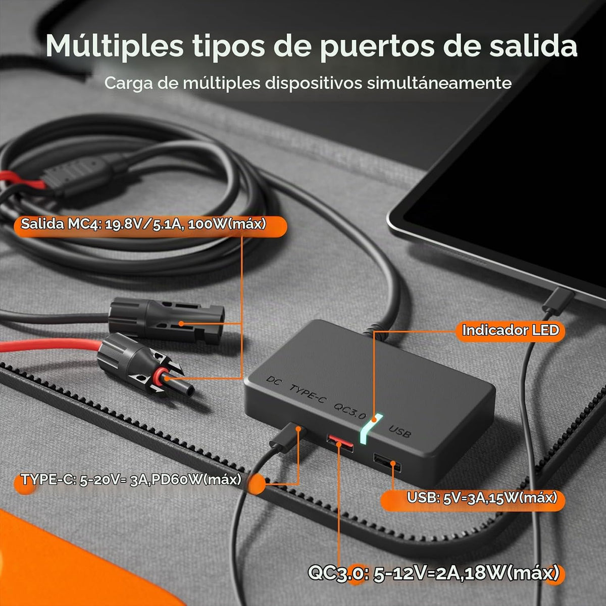 Panel solar portátil de 100 W para estación de energía, cargador de...
