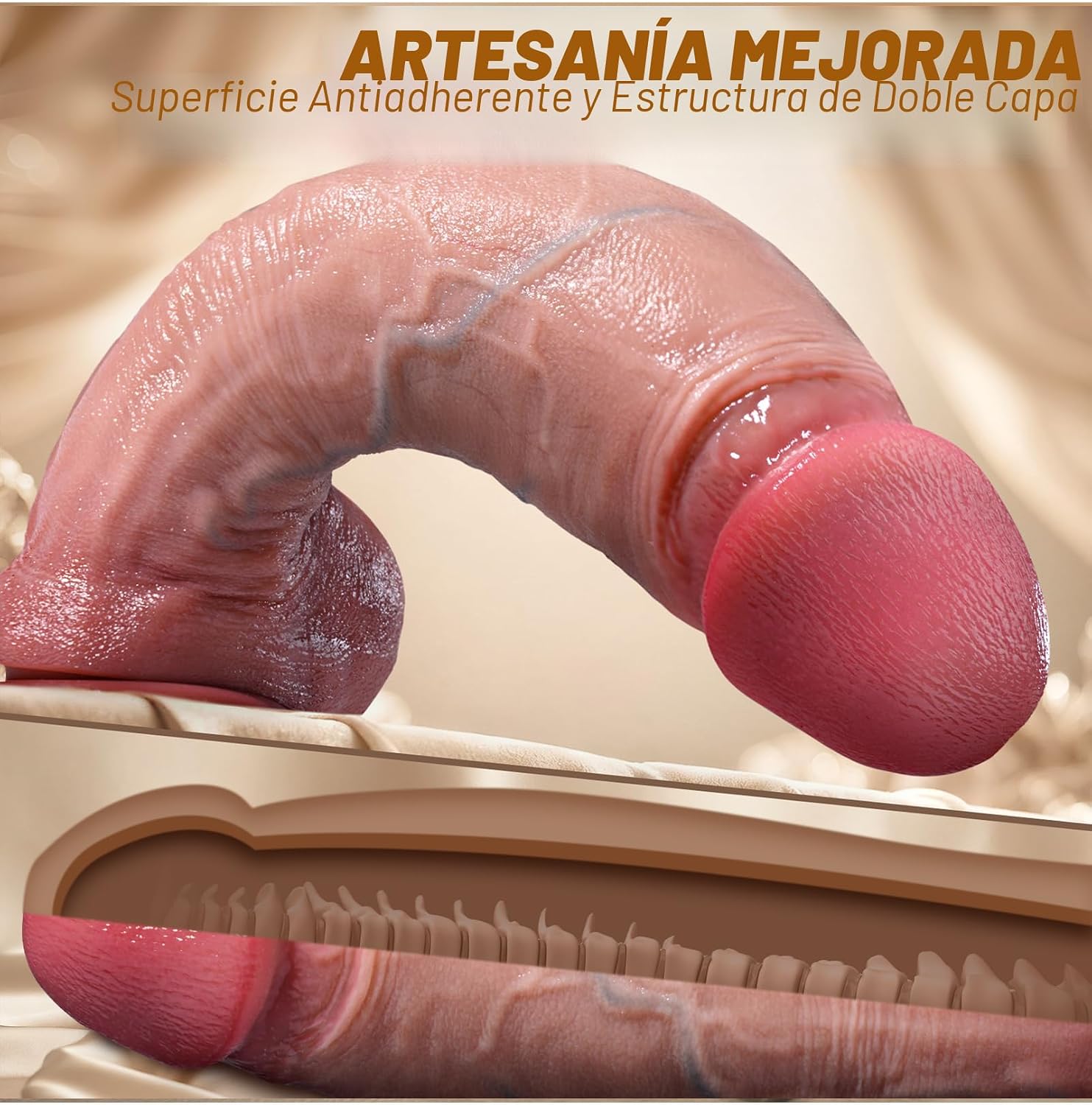 Coocfan - Consolador realista de 9 pulgadas, consolador de silicona...