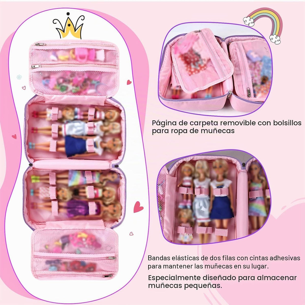 Craflakow Funda de transporte compatible con muñecas Barbie de 12 p...