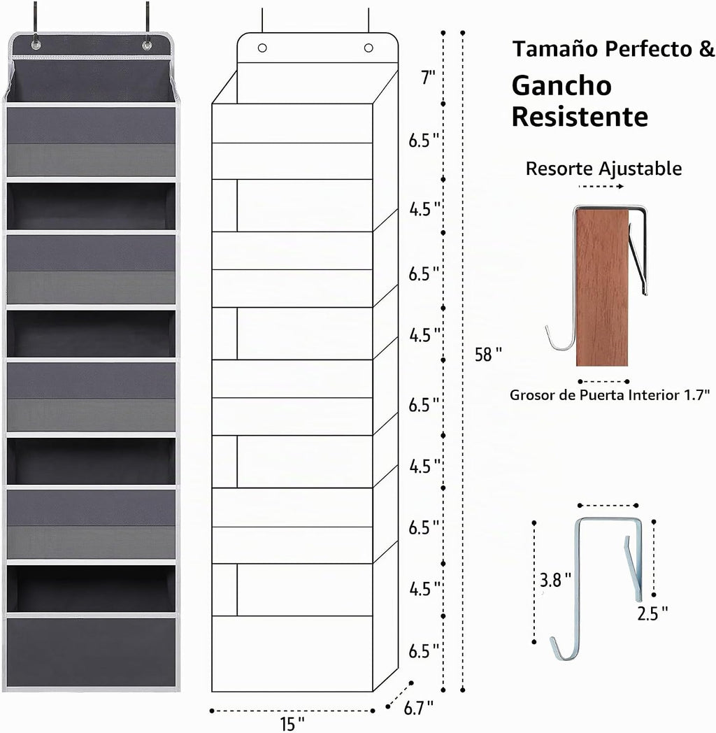 TYMENSH Organizador para colgar sobre puerta con 5 bolsillos grande...