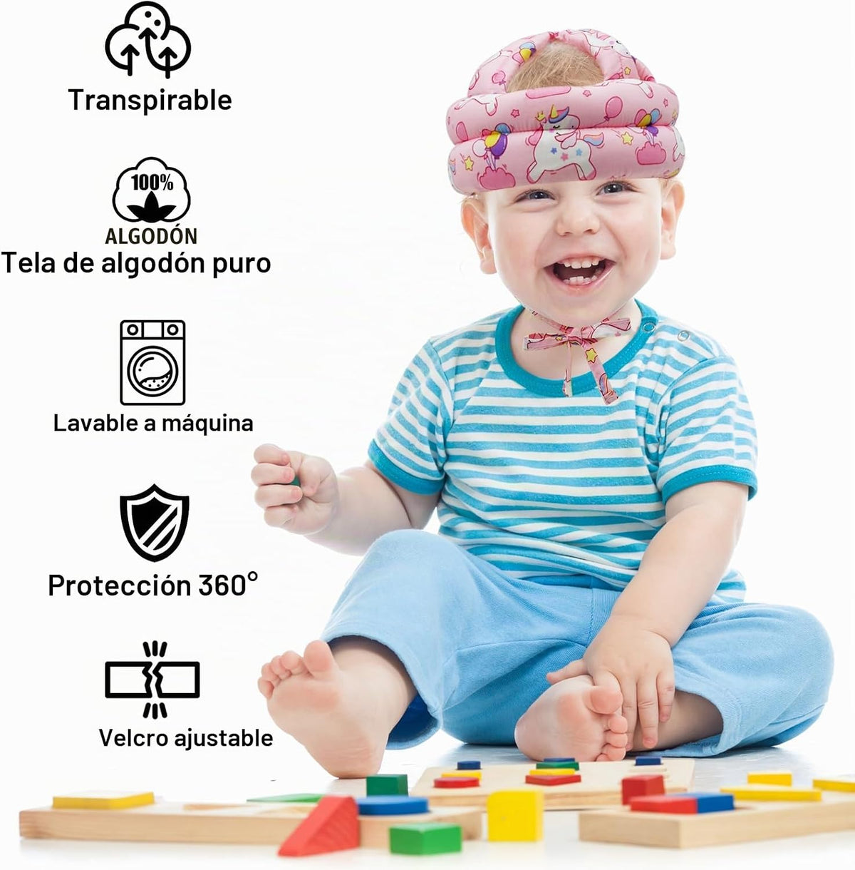 Protector de cabeza de bebé, casco infantil, sin golpes, cojín de s...