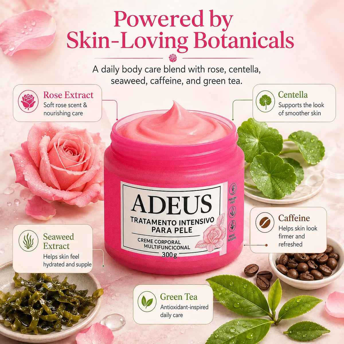 Crema Rosa Para Estrías, Crema Intensiva Crema ADEUS Para Estrías,...