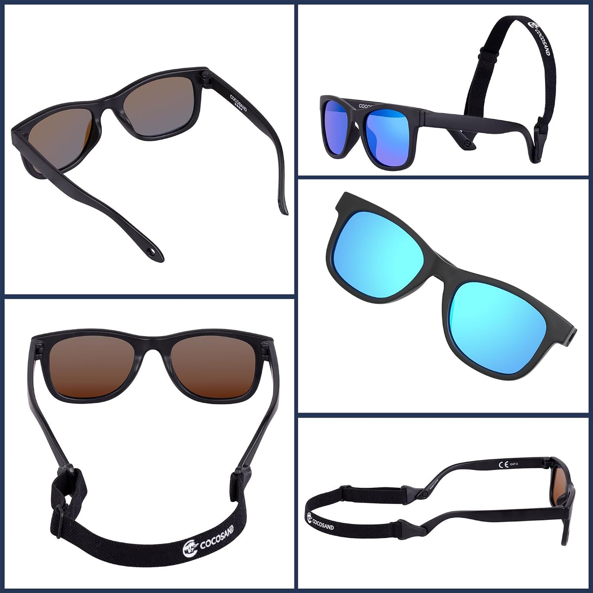 COCOSAND Gafas de sol polarizadas flexibles para bebé con correa |...