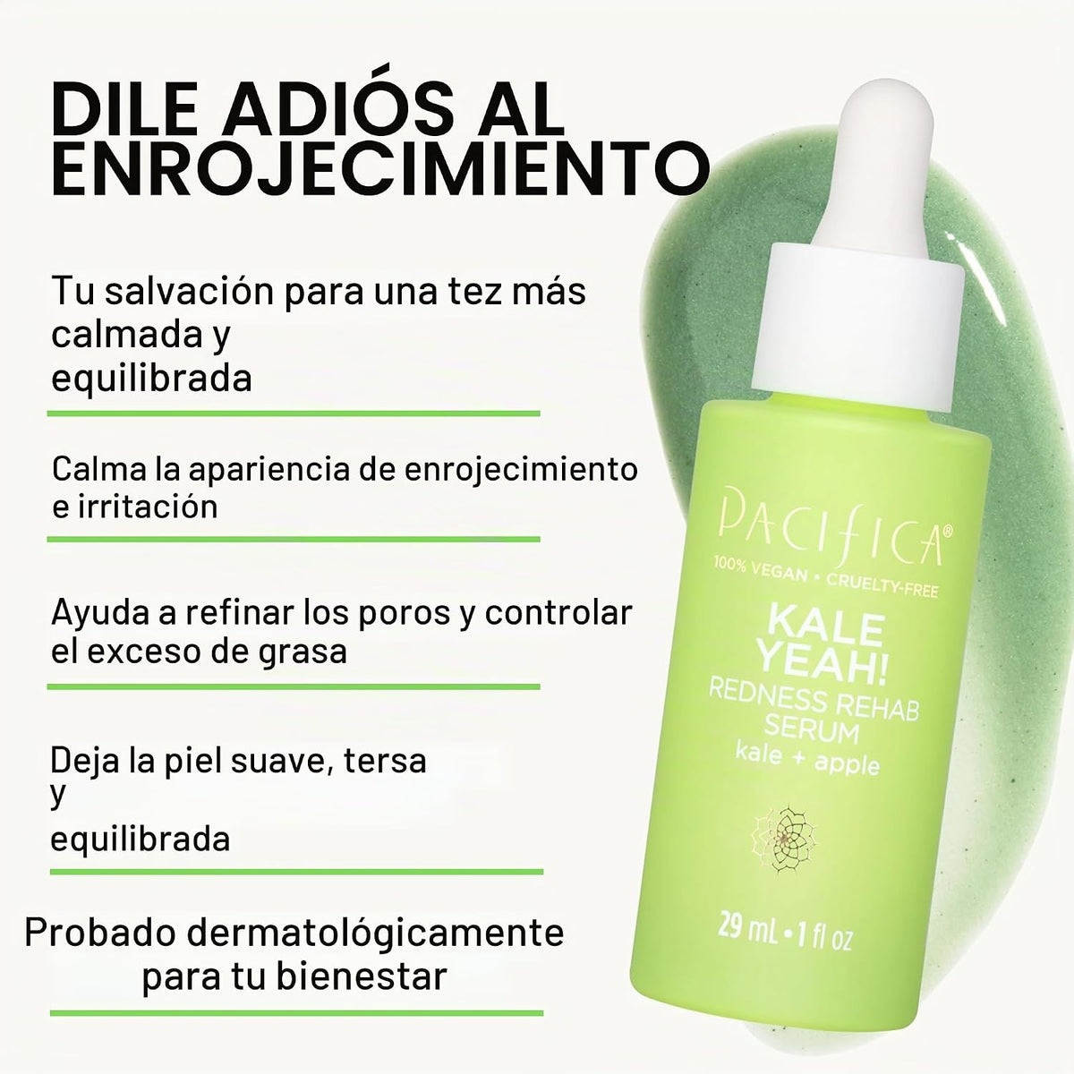 Pacifica Kale Yeah! Suero de rehabilitación de enrojecimiento, niac...