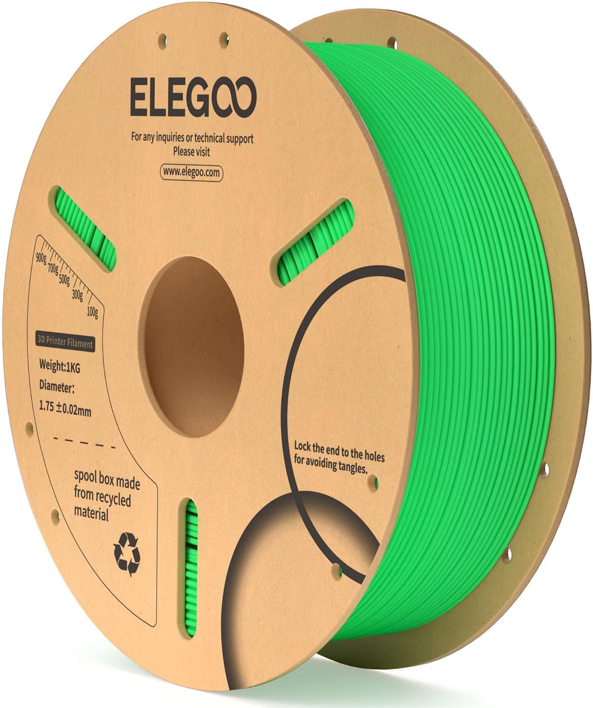 ELEGOO Filamento PLA 1.75mm Verde Neón 1KG, Filamento para Impresor...