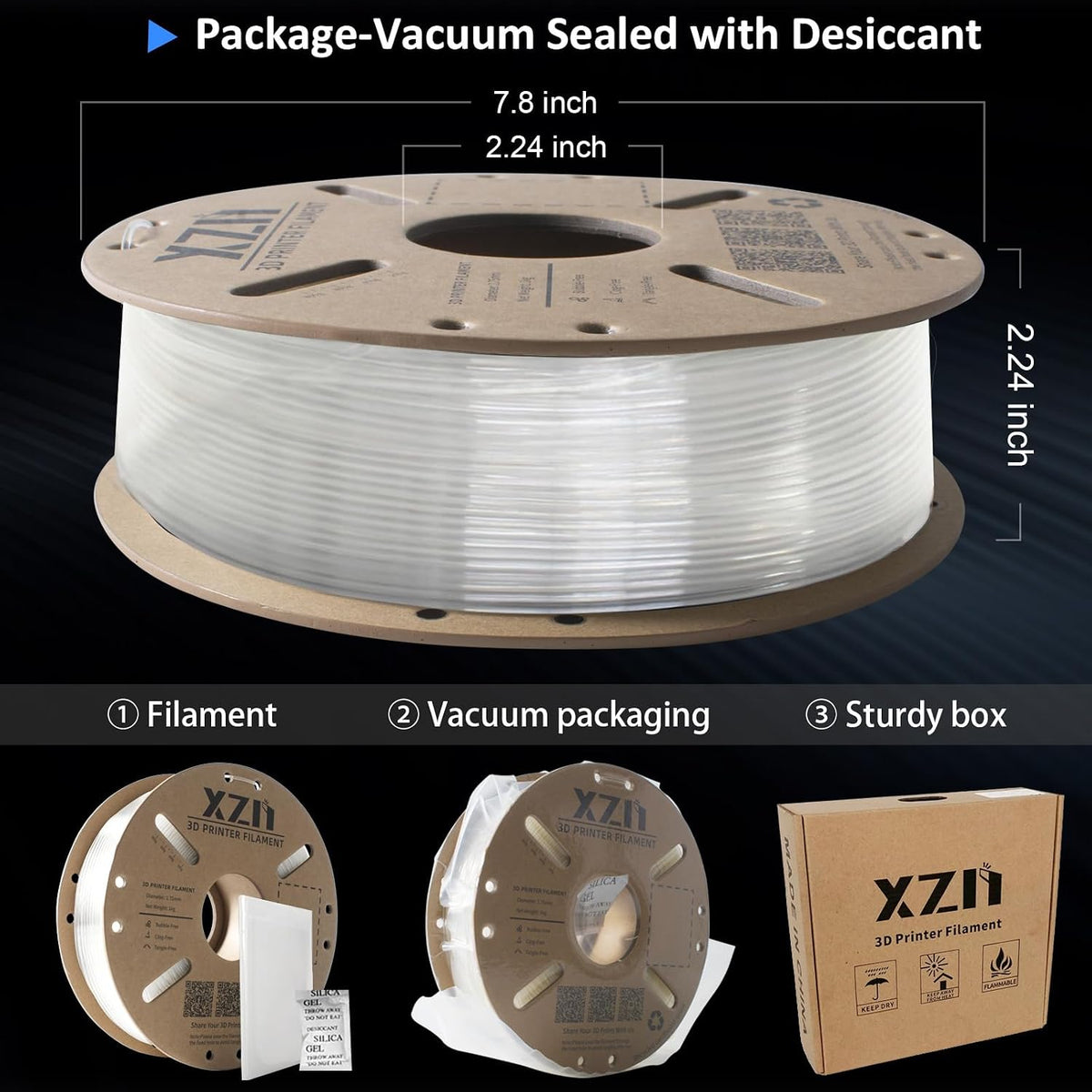 XZN - Filamento TPU 95A 1.75mm, filament flexible suave 95A para im...