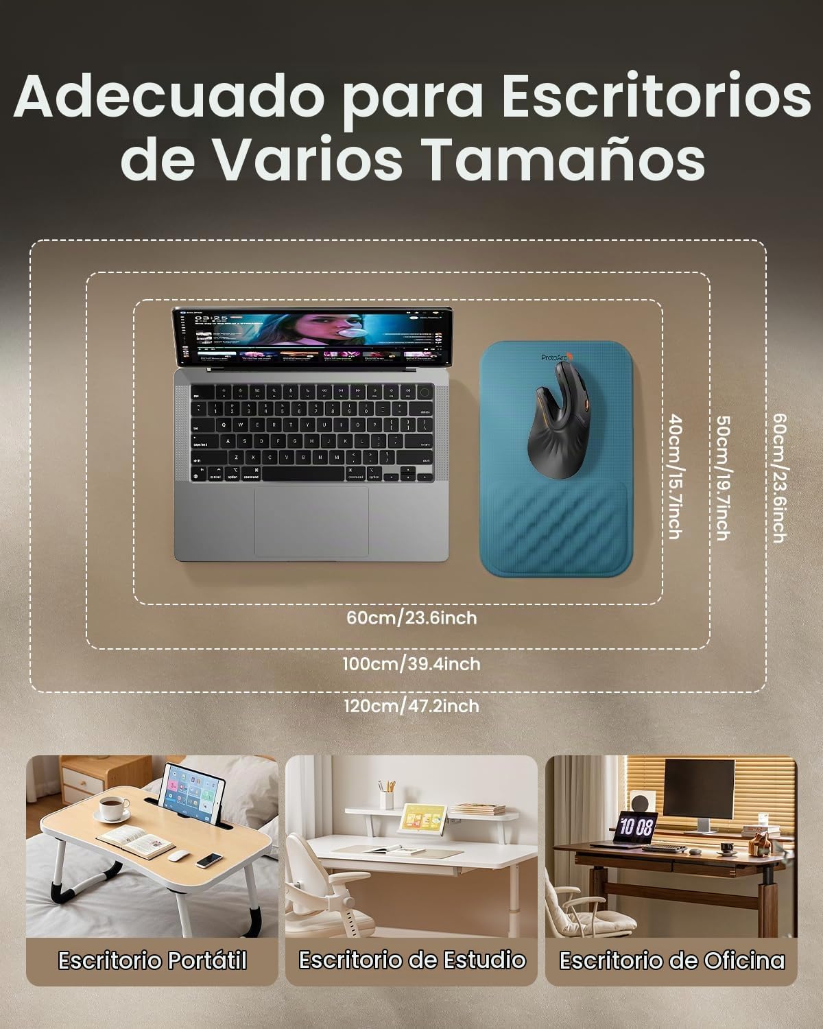 ProtoArc MP50 - Alfombrilla de mouse ergonómica con soporte para mu...