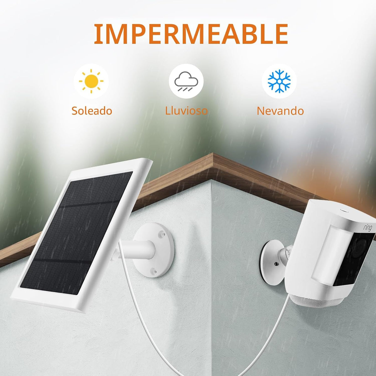 Panel solar para cámara Ring, paquete de 2 cargadores solares de 4...