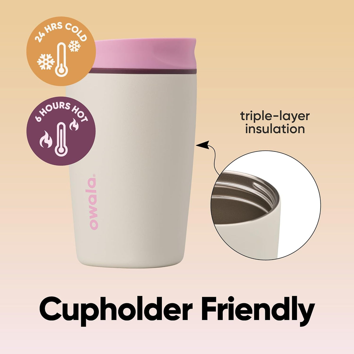 Owala SmoothSip Slider Vaso Térmico de Acero Inoxidable Aislado, Ta...
