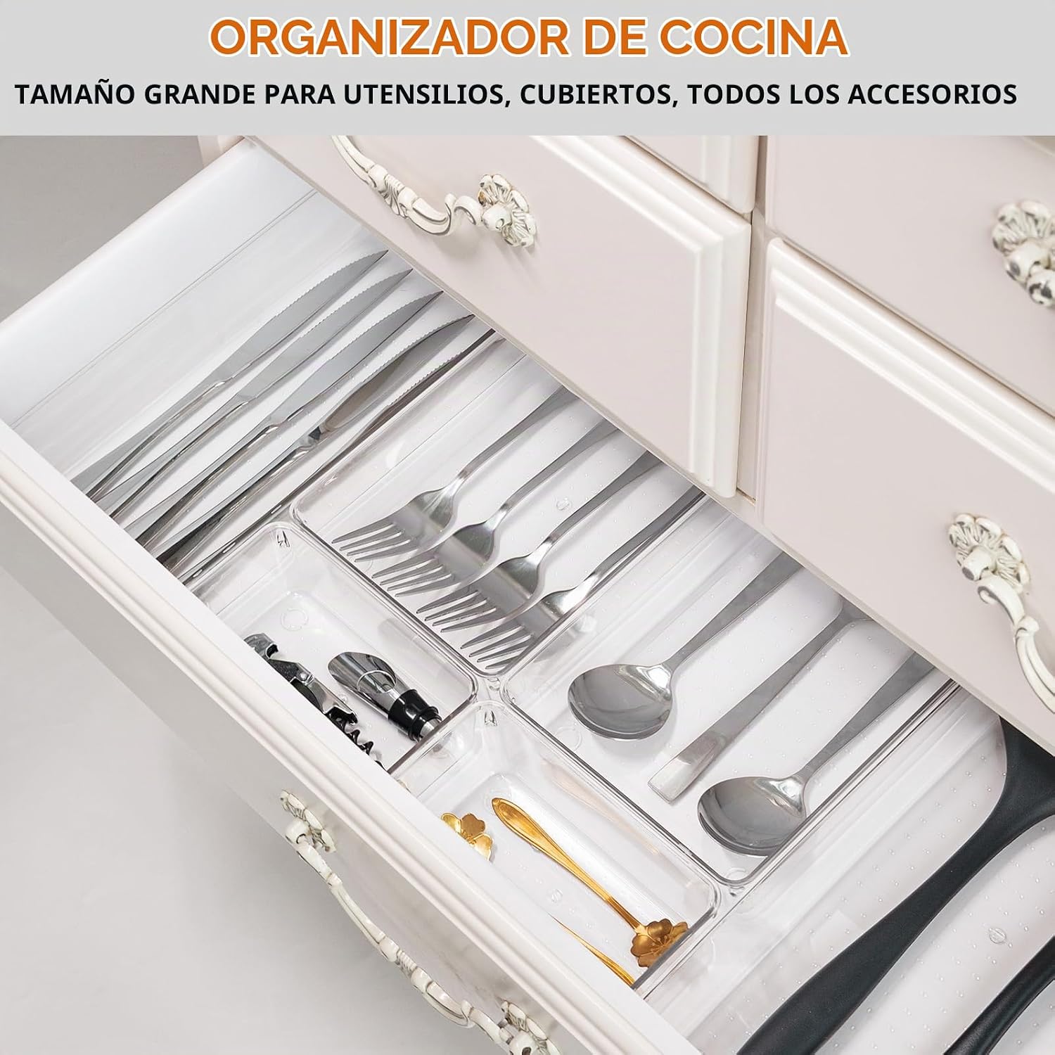 Criusia Paquete de 8 organizadores de cajones para utensilios de co...