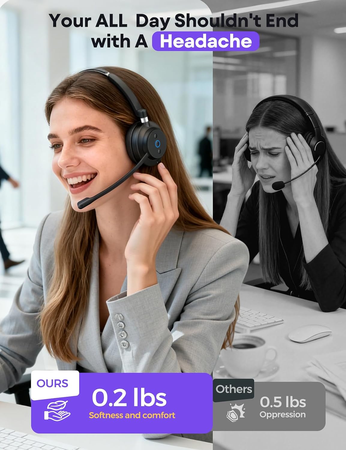 Auriculares inalámbricos de un solo oído con micrófono, Bluetooth y...