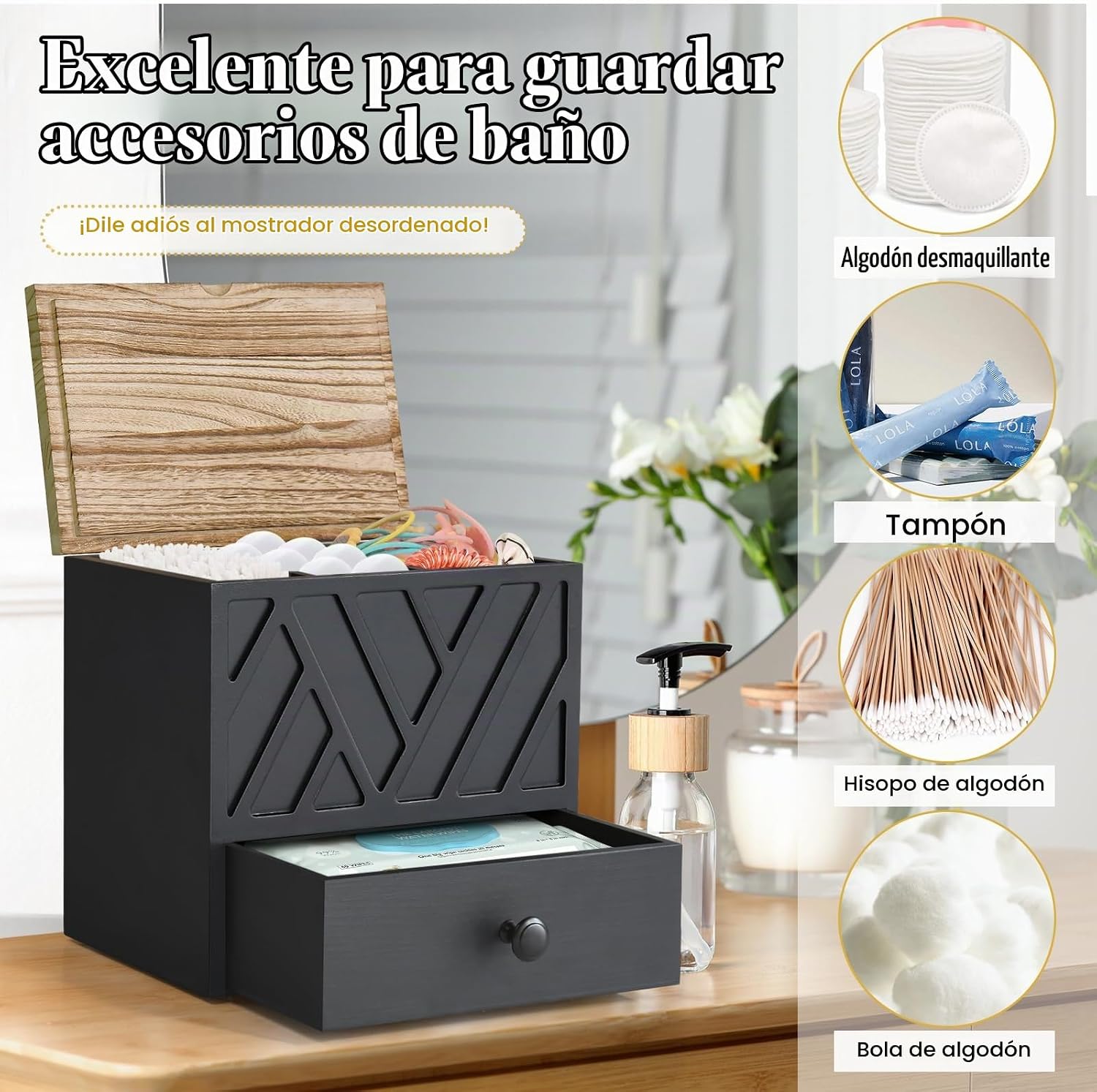 Soporte para tampones para decoración de baño, organizador de produ...