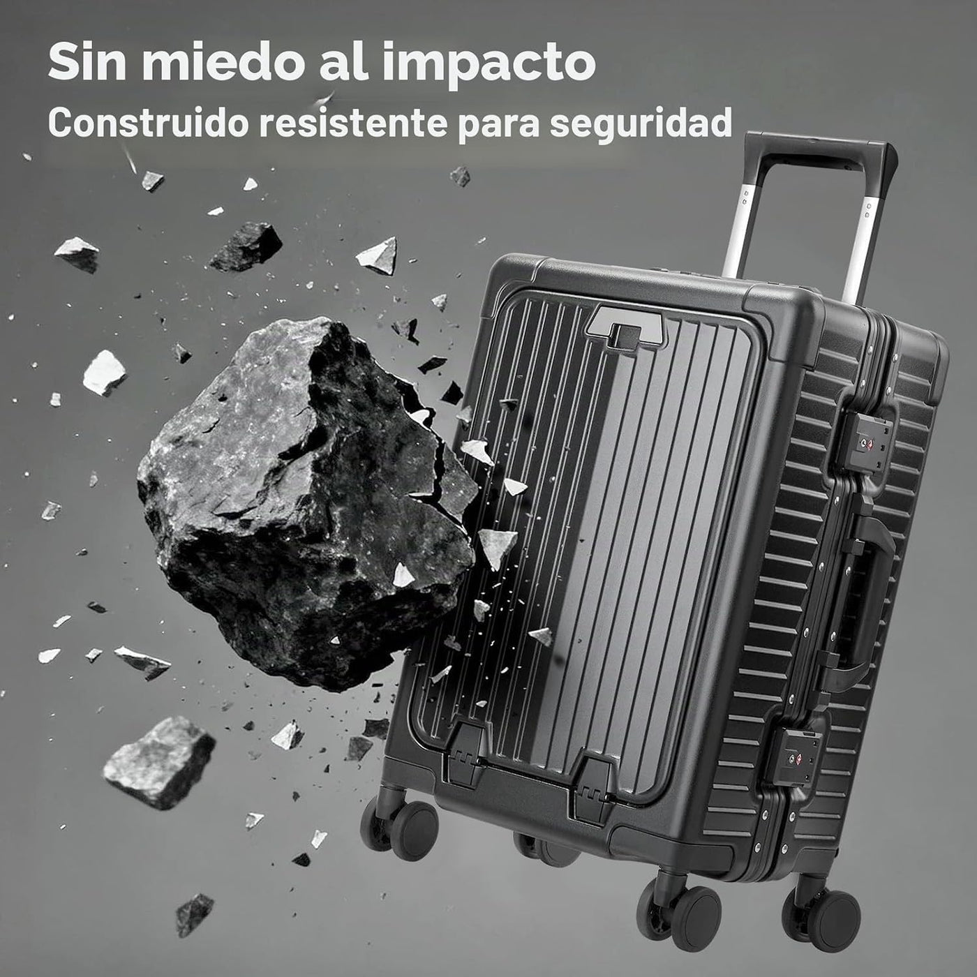 cllson Equipaje de mano con marco de aluminio con portavasos, malet...
