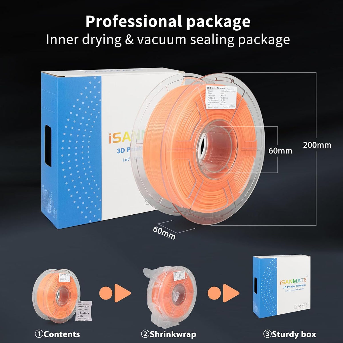 iSANMATE Filamento para Impresora 3D Brilla Naranja, Filamento que...