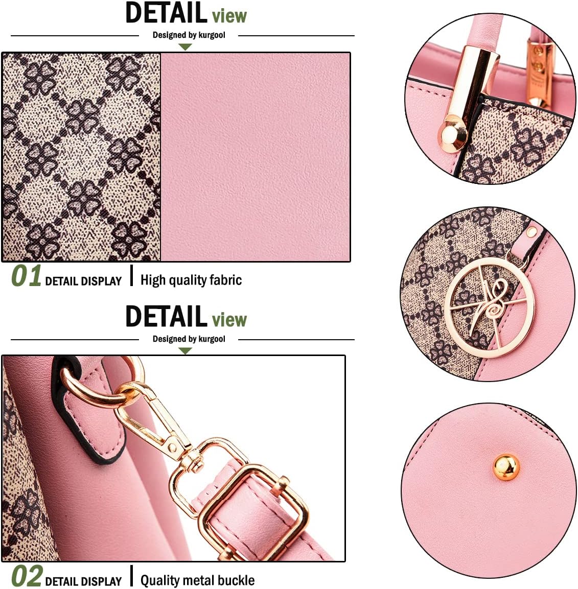 KURGOOL Bolsos y bolsos de mano para mujer, bolso de hombro con asa...