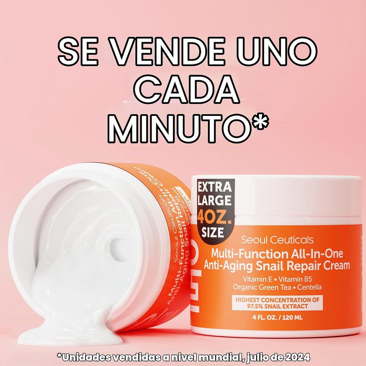SeoulCeuticals 97% Snail Mucin Crema hidratante facial coreana para...