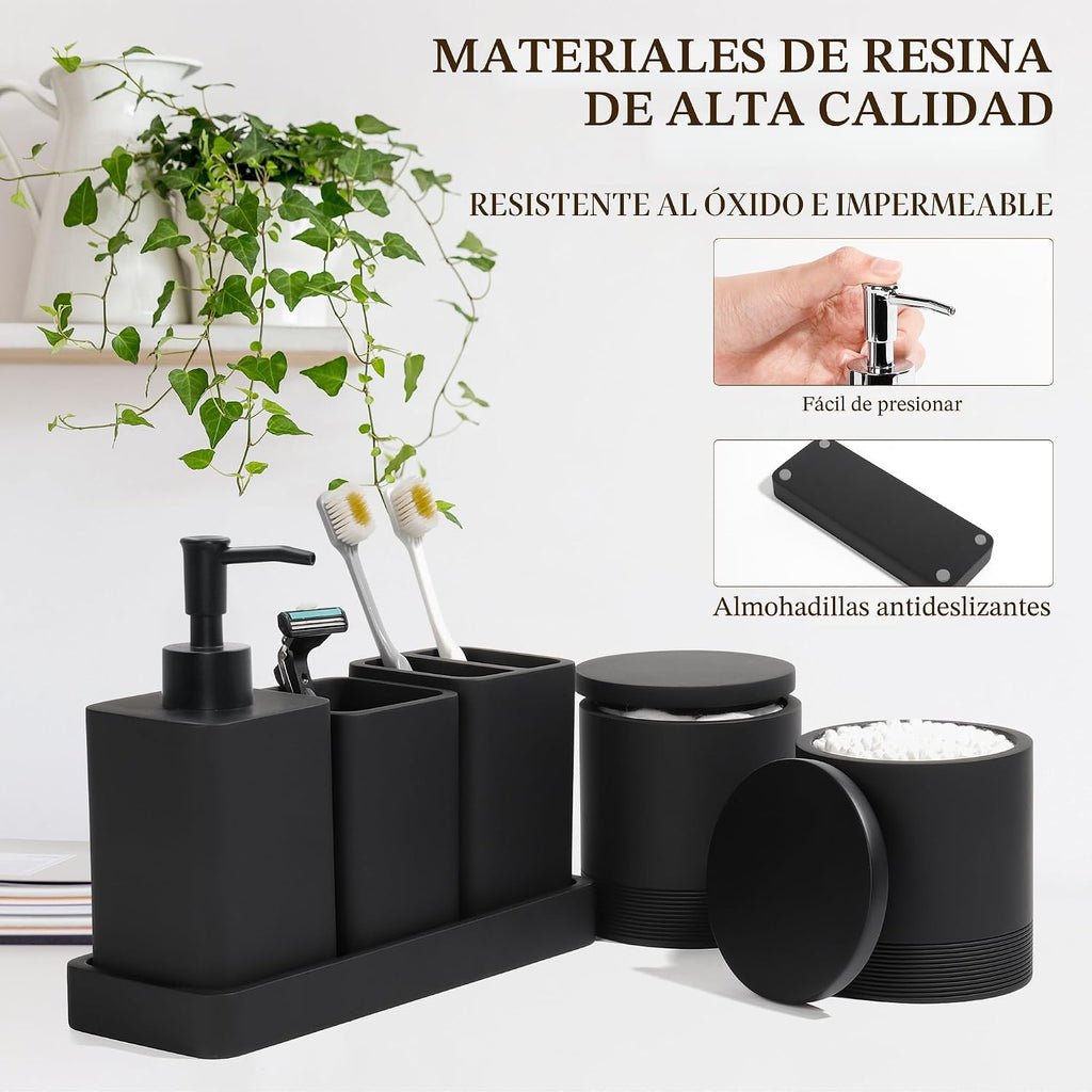 YMXYJM Juego de accesorios de baño, juego de baño de 6 piezas con s...
