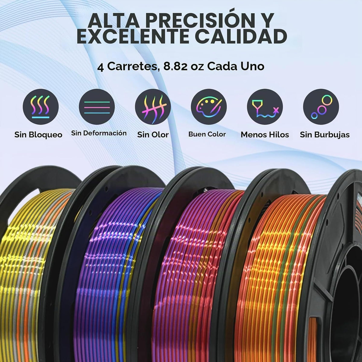 Frucindra Paquete de filamentos para impresora 3D de seda PLA+, bri...