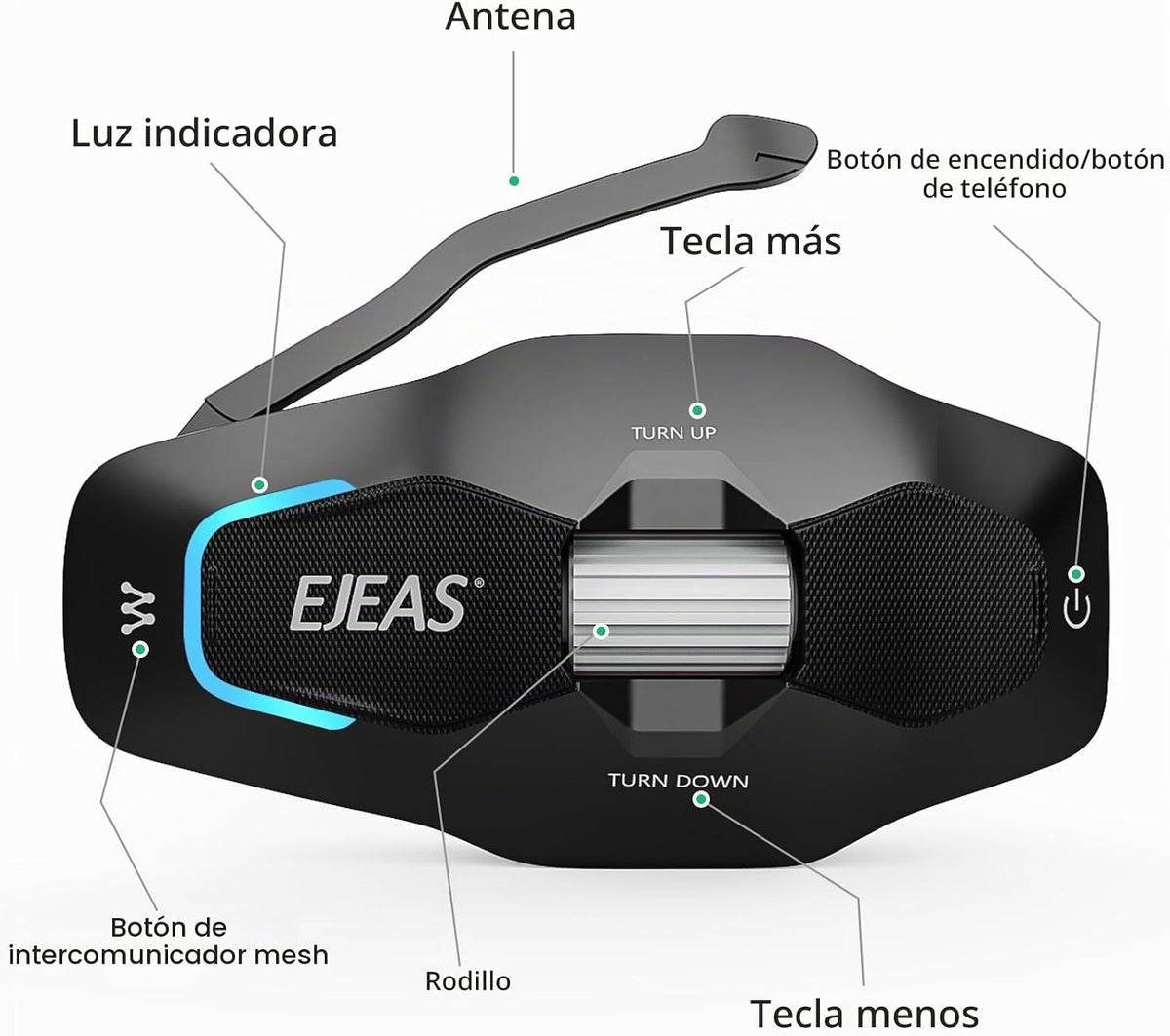 EJEAS X10 - Auriculares de intercomunicación para casco de malla Bl...