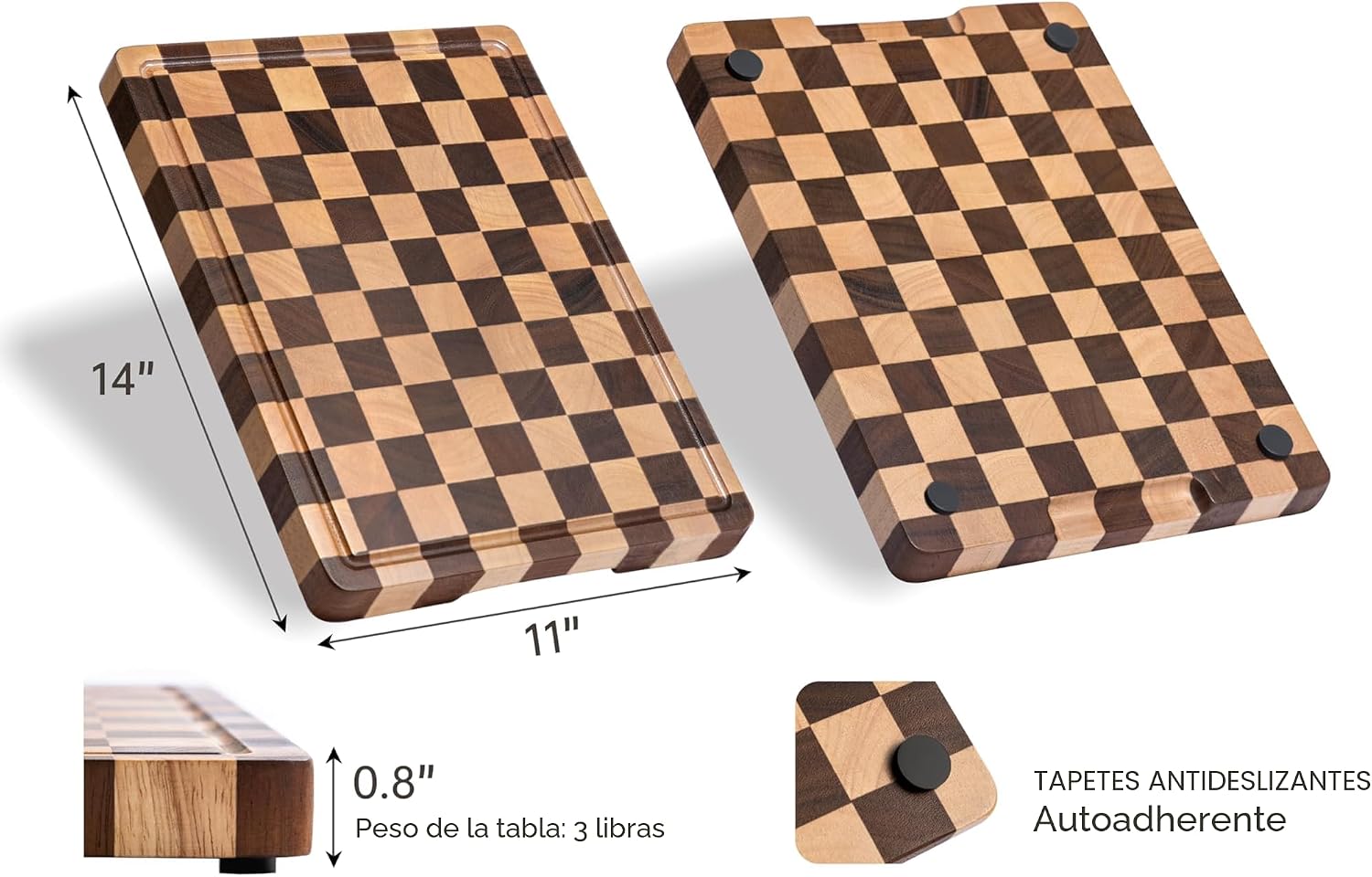 THETCHRY Tablas de cortar para cocina, tabla de cortar de madera a...