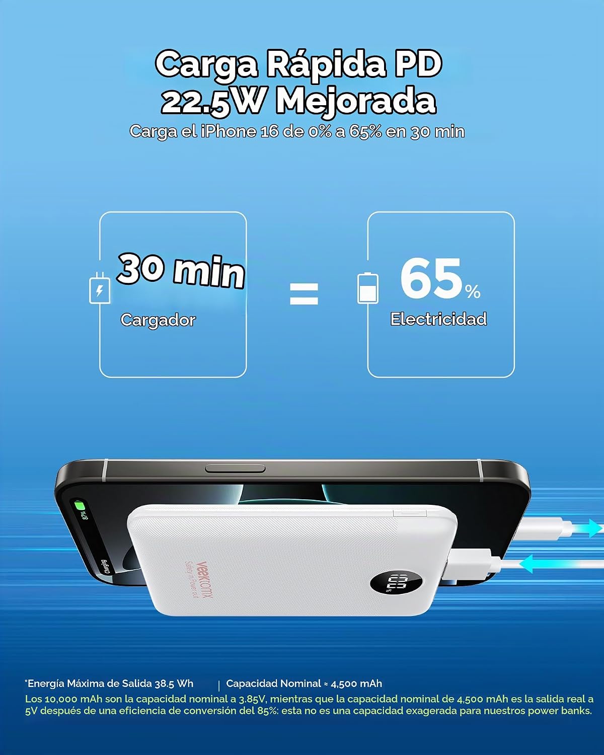 Cargador portátil 10000mAh, banco de energía ultra delgado de carga...