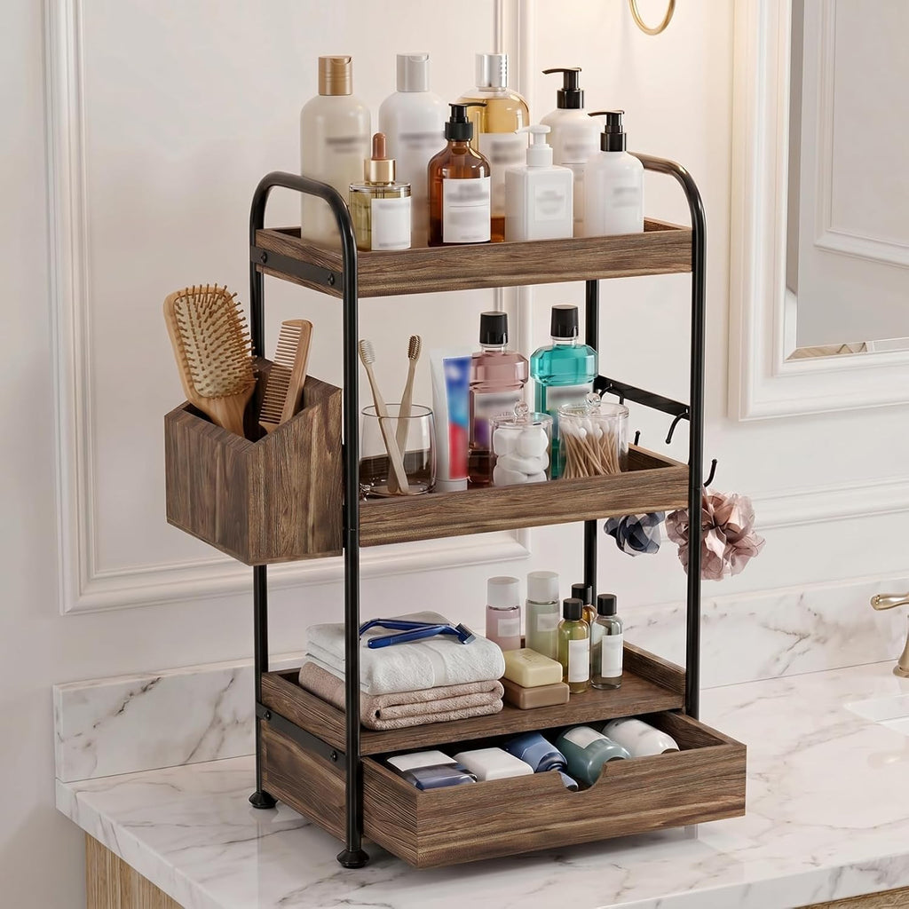 Kottwca Organizador de encimera de baño de 3 niveles con cajón, est...