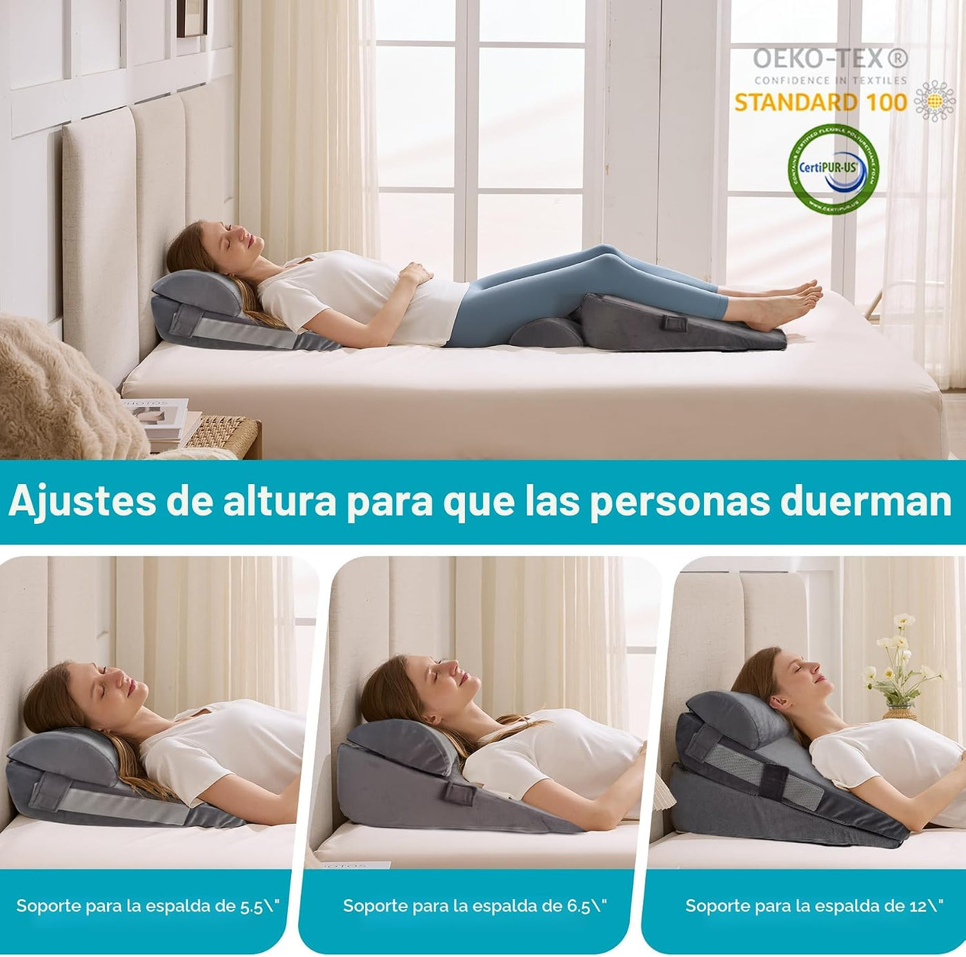 WGAKCED Juego de 3 almohadas en forma de cuña para después de la ci...
