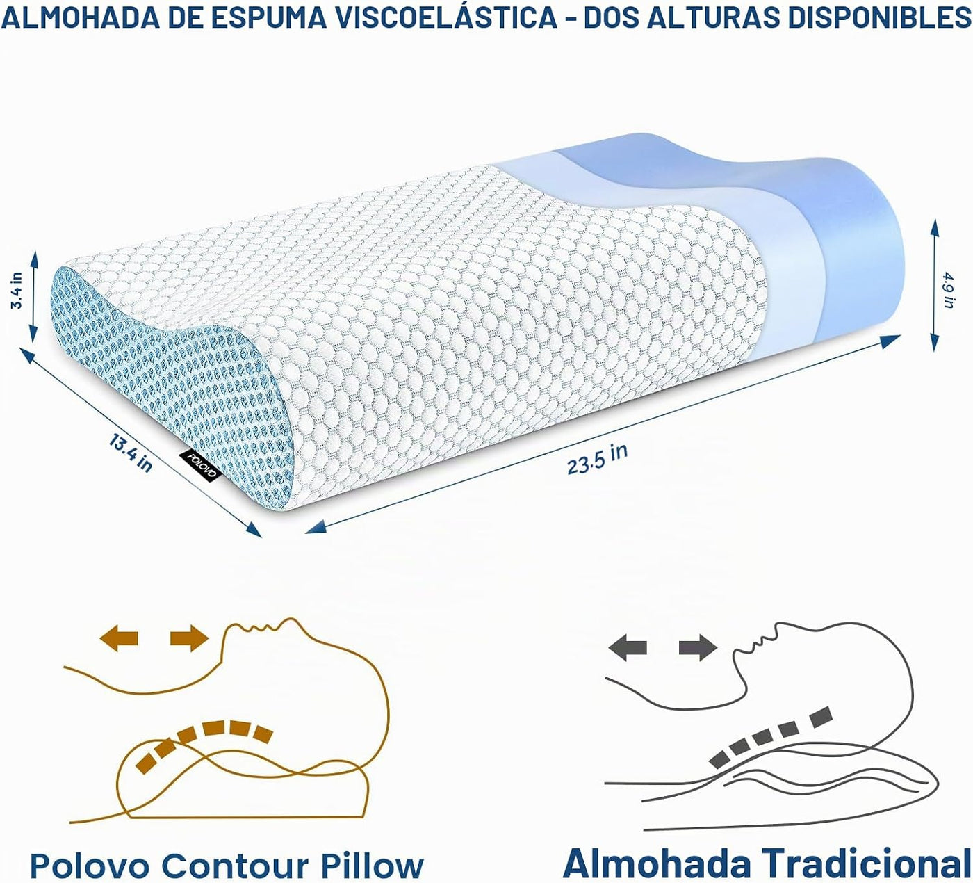Almohada cervical de contorno de espuma viscoelástica para aliviar...